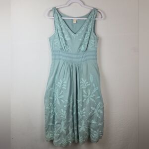 Sundance Embroidered Romantic Boho Feminine Vneck midi Dress 6